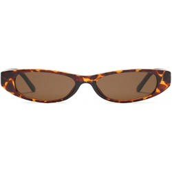 Oval Vintage Small Sunglasses Fashion Narrow Oval Frame eyewea for neutral - Leopard - CL18DTGXAMY $10.73