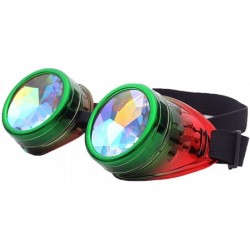 Round Retro Victorian Steampunk Goggles Rainbow Prism Kaleidoscope Glasses - Green Red - CD18SS4K3IE $10.72