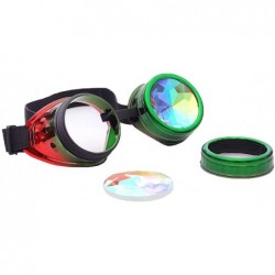 Round Retro Victorian Steampunk Goggles Rainbow Prism Kaleidoscope Glasses - Green Red - CD18SS4K3IE $10.72