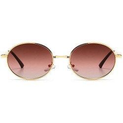 Oval Fashion Retro Men's Punk Oval Metal Frame Designer Ladies Hip Hop Sunglasses - Tea Pink - C21943E27GD $10.16