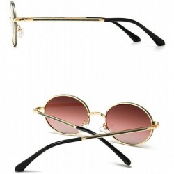 Oval Fashion Retro Men's Punk Oval Metal Frame Designer Ladies Hip Hop Sunglasses - Tea Pink - C21943E27GD $10.16