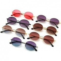 Oval Fashion Retro Men's Punk Oval Metal Frame Designer Ladies Hip Hop Sunglasses - Tea Pink - C21943E27GD $10.16