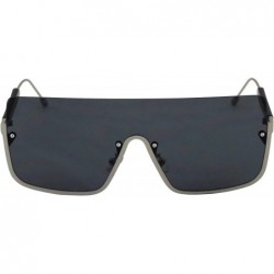 Rimless Oversized Shield Sunglasses Flat Top Gradient Lens Rimless Eyeglasses Women Men - Black-lens - C711HWSMXYV $12.53