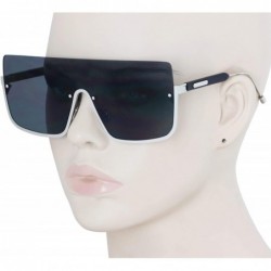 Rimless Oversized Shield Sunglasses Flat Top Gradient Lens Rimless Eyeglasses Women Men - Black-lens - C711HWSMXYV $12.53