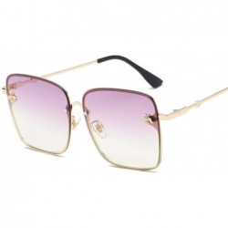 Oversized Sunglasses Women Men Retro Metal Frame Oversized Sun Glasses Female (Color Blue) - Blue - CF199DR678O $15.90