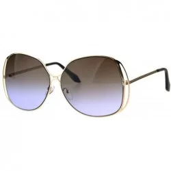 Oversized Womens Fashion Sunglasses Oversized Soft Square Metal Frame Gradient Lens - Gold (Brown Purple) - C3186ZGGLTD $9.06