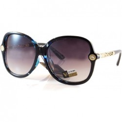 Butterfly Rhinestone Pearl Metal Iced-Out Jewel Temple Butterfly Sunglasses A220 - Blue Camo/ Purple Gr - CW18H9S5G3N $16.55