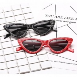 Rectangular Retro Rhinestone Cat Eye Sunglasses for Women Clout Goggles Plastic Frame Glasses - White - C118E5GY282 $12.71