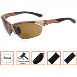 Sport Retro Mens Womens Sports Half-Rimless Bifocal Sunglasses - Matte Brown - CD189X65LWM $24.69