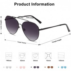 Oversized Oversized Aviator Sunglasses Mirrored Flat Lens for Men Women UV400 SJ1083 - C5 Black Frame/Gradient Grey Lens - CM...