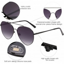 Oversized Oversized Aviator Sunglasses Mirrored Flat Lens for Men Women UV400 SJ1083 - C5 Black Frame/Gradient Grey Lens - CM...