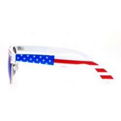 Wayfarer Mirror Lens Patriotic USA Flag Print Half Rim Sunglasses - Solid Blue - CP12HVJR5CP $11.44