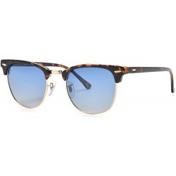 Square sunglasses for women men TR90 frame TAC and crystal glass lens sun glasses - Leopard Frame/Gradient Blue Plastic - CL1...