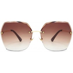 Rimless Oversized Rimless Trimming Edge Sunglasses for Women Diamond Embellishment Legs Sun Glasses - CU19843SS88 $11.10