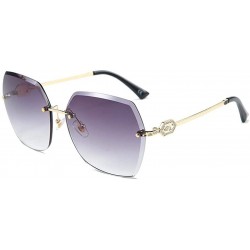 Rimless Oversized Rimless Trimming Edge Sunglasses for Women Diamond Embellishment Legs Sun Glasses - CU19843SS88 $11.10