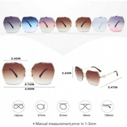 Rimless Oversized Rimless Trimming Edge Sunglasses for Women Diamond Embellishment Legs Sun Glasses - CU19843SS88 $11.10