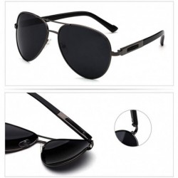 Oversized Men's Double Beam Metal Polarized Goggles Large Frame Driver Driving Sunglasses UV400 - Gun Gray - C818NWY7SIA $8.69