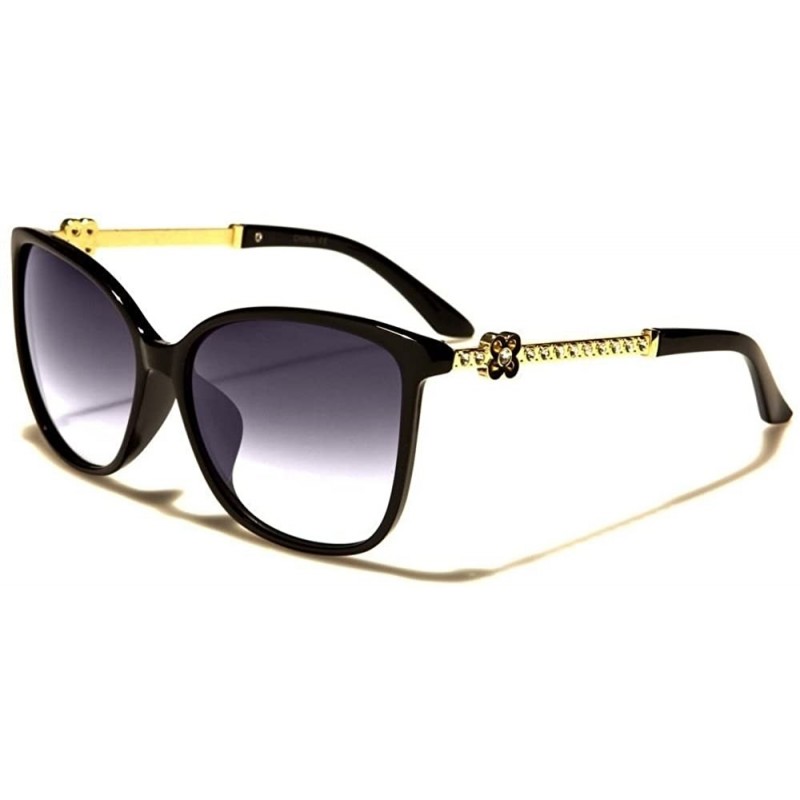 Cat Eye Modern Stylish Upscale Rhinestone Temple Womens Designer Sunglasses - Gray - CR18WLA3SWM $10.82