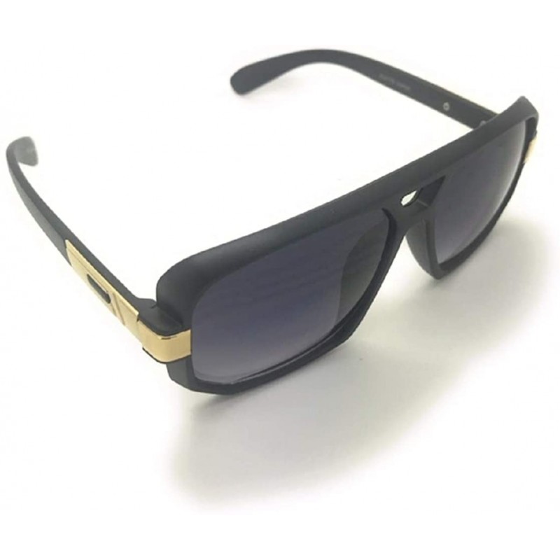 Square Classic Square Frame Plastic Flat Top Black Aviator Sunglasses UV400 - Matte Black - C718T5ETK49 $11.11