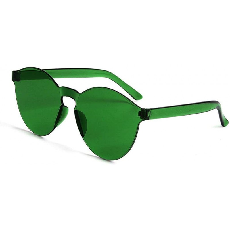 Rimless Women Vintage Rimless Candy Jelly Color Transparent Sunglasses Frameless Glasses - Green - CN196WLNKR2 $11.21