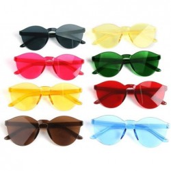 Rimless Women Vintage Rimless Candy Jelly Color Transparent Sunglasses Frameless Glasses - Green - CN196WLNKR2 $11.21