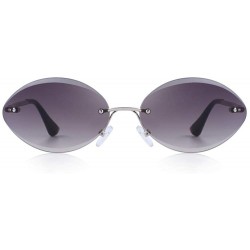 Oval DESIGN Women Rimless Oval Sunglasses Gradient Lens UV400 Protection C02 Blue - C06 Red - CX18YNDE2KI $16.61