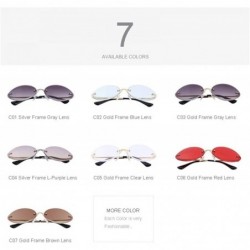 Oval DESIGN Women Rimless Oval Sunglasses Gradient Lens UV400 Protection C02 Blue - C06 Red - CX18YNDE2KI $16.61