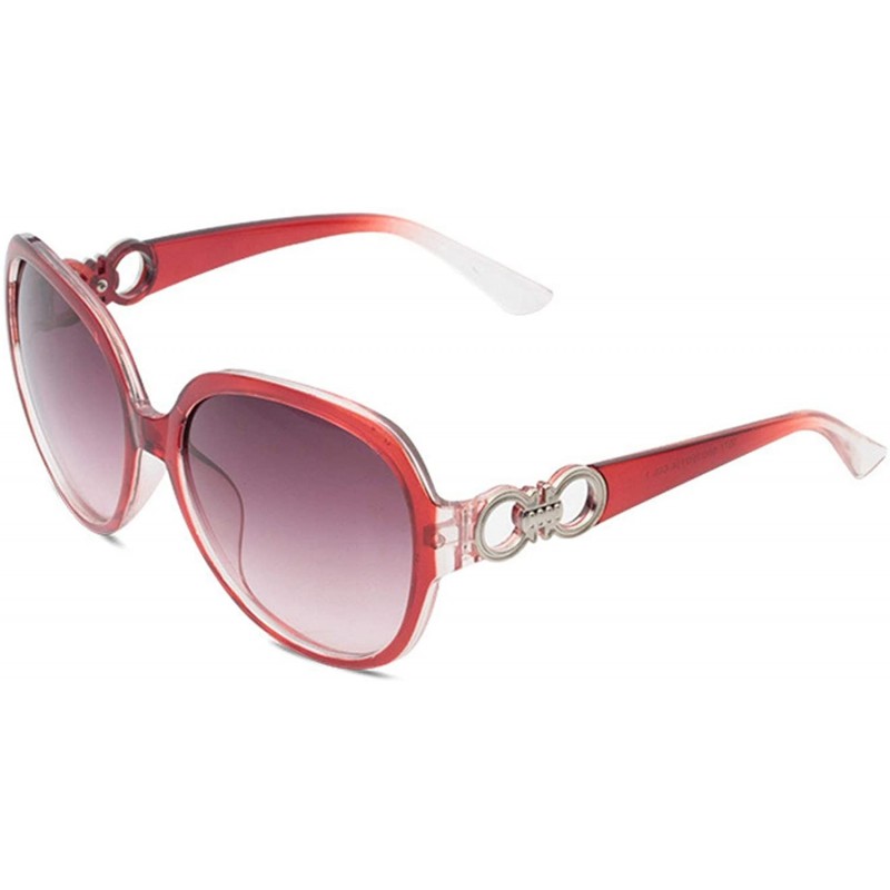 Round Polarized Sunglasses Fashion Glasses Protection - Transparent Red - C818TQX89IU $14.65