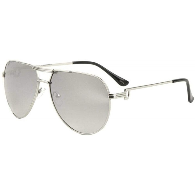 Rectangular Marquis Luxury Retro Pilot Aviator Sunglasses - Silver & Black Frame - CW18WC6Q7MK $11.62