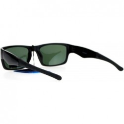 Rectangular Biker Mens Antiglare Polarized Rectangular Sport Plastic Sunglasses - Black Green - C312FJV6JXN $12.41