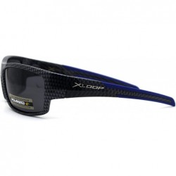 Sport Polarized Carbon Fiber Print 90s Rectangle Warp Sport Sunglasses - Blue Accent - CO197E0EO2G $15.32