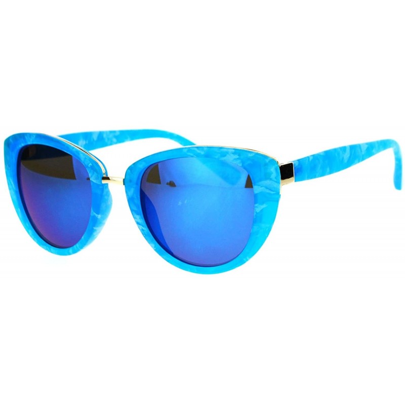 Oval Womens Fashion Sunglasses Oval Cateye Designer Style Shades - Blue Marble - C61876MHDGQ $10.80