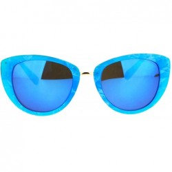 Oval Womens Fashion Sunglasses Oval Cateye Designer Style Shades - Blue Marble - C61876MHDGQ $10.80