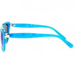 Oval Womens Fashion Sunglasses Oval Cateye Designer Style Shades - Blue Marble - C61876MHDGQ $10.80