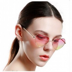 Wayfarer Heart Sunglasses Thin Metal Frame Hippie Lovely Aviator Style Eyewear - Silver Frame/Brown - CU18DYMY00M $9.12