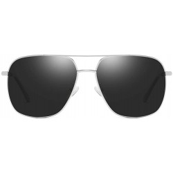 Square Square Polit UV400 Protection Polarized Sunglasses for Men Women - Silver Grey - CY18O5565ZS $12.27