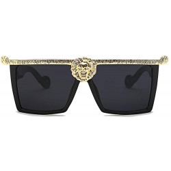 Square Novelty Square Flat Top Super Dark Lenses Gangster Sunglasses Gold Decor - Blcak - CA18Z48WE8K $16.04