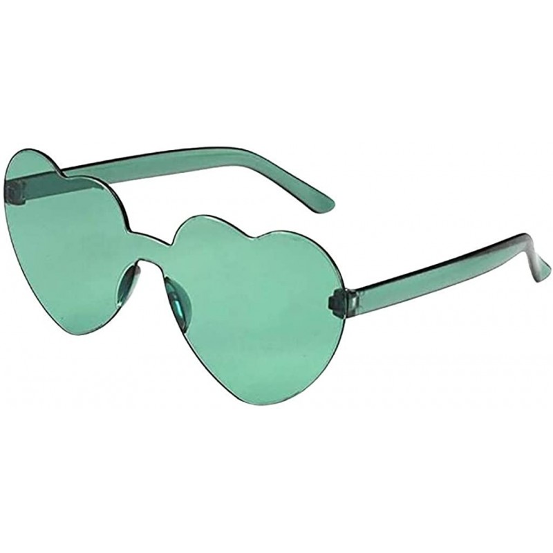 Sport Love Heart Shaped Sunglasses Women PC Frame Resin Lens Sunglasses UV400 Sunglass - Army Green - CT190N36EY2 $11.14