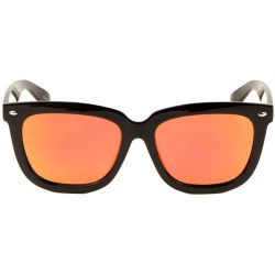 Square Classic Color Mirror Thick Plastic Frame Sunglasses - Red Yellow - C2197A46MDX $15.08
