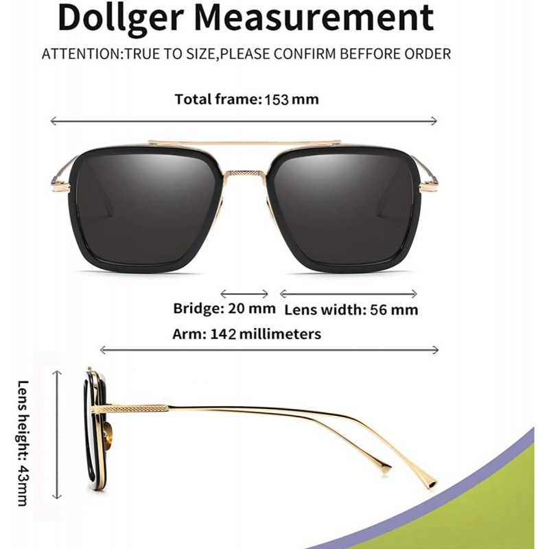  Dollger Square Aviator Sunglasses for Men and Women