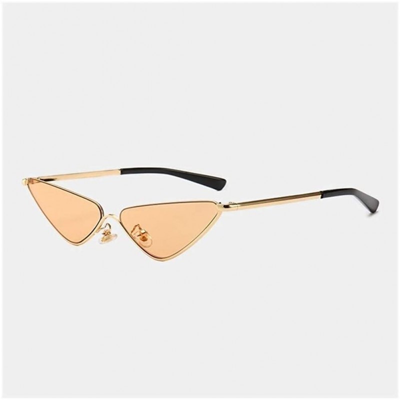 Semi-rimless Small Semi-Rimless Cat Eye Sunglasses for Women Metal Frame UV400 - C4 Orange - CH1987AE03I $13.70