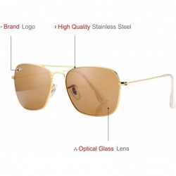 Square PA3136 Crystal Lens Square Sunglasses - Gold Frame/Crystal Brown Lens - CT183N308LX $21.23