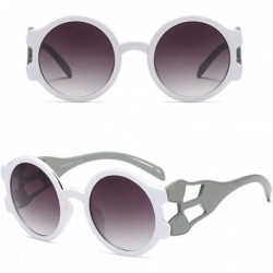 Oversized Ladies Sunglasses Round Hollow Thick Big Frame Fashion Sun Glasses Women Gift - White With Black - CO18L3RO4YQ $12.26