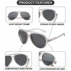 Sport Polarized Black Aviator Sunglasses Women - Clear Grey/Polarized Solid Grey - CI194G83A03 $9.17