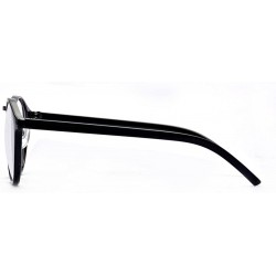 Round Retro Round Frame Clear Lens Glasses - Black Bright - CY12KVDKDBX $8.34