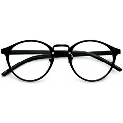 Round Retro Round Frame Clear Lens Glasses - Black Bright - CY12KVDKDBX $8.34