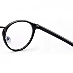 Round Retro Round Frame Clear Lens Glasses - Black Bright - CY12KVDKDBX $8.34