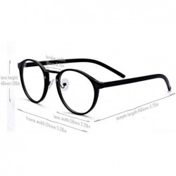 Round Retro Round Frame Clear Lens Glasses - Black Bright - CY12KVDKDBX $8.34