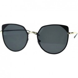 Rimless Womens Metal Rim Butterfly Metal Rim Minimal Mod Designer Sunglasses - Matte Black - CD18EYIU69X $15.24