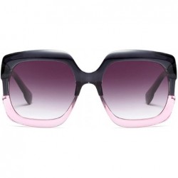 Rectangular Sunglasses Oversized Rectangular Frame Women's Fashion Sun Resin frame - Grey Pink - CY18DWD89MQ $11.55